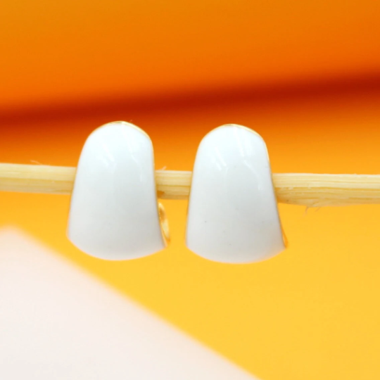 18k Gold Filled Black & White Enamel Dome Earrings